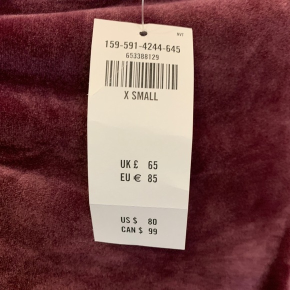 Abercrombie & Fitch Asymmetrical Ruched Velvet Mini Dress Size XS NWT - Picture 5 of 8